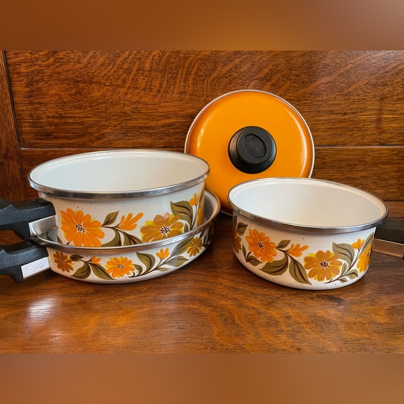 JMP Capri Other - Vintage JMP Capri Enameled Pot and Pan Set from Spain - 1950’s